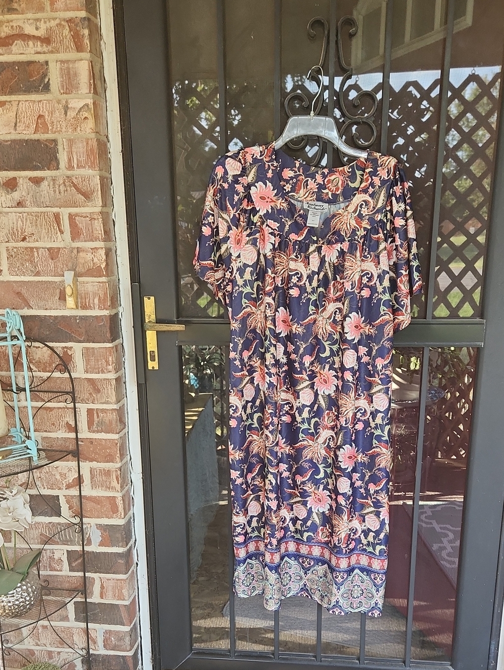 Anthony Richards Navy Midi Dress with Pink and Cream Floral Print
